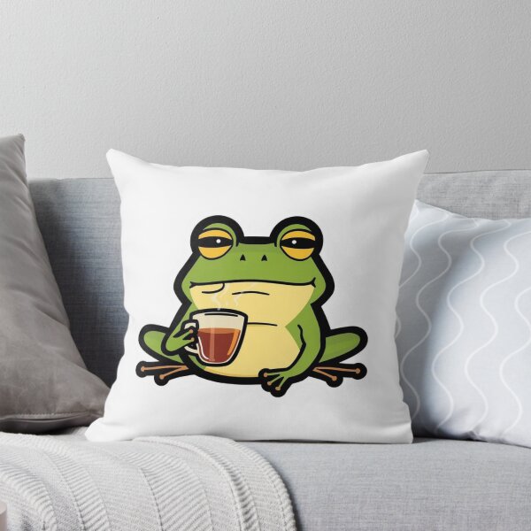 Item preview, Smug Frog Sipping Tea But That's None of My Business Sticker designed and sold by NeonNerdStudio.