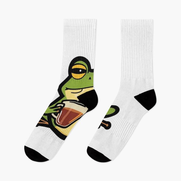 Item preview, Smug Frog Sipping Tea But That's None of My Business Sticker designed and sold by NeonNerd Studio.