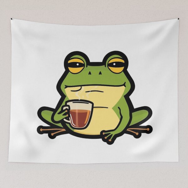 Item preview, Smug Frog Sipping Tea But That's None of My Business Sticker designed and sold by NeonNerdStudio.