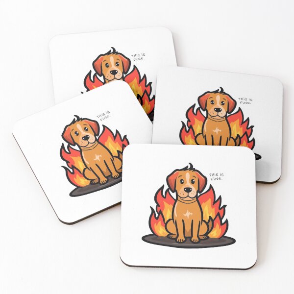 Item preview, This Is Fine Dog Burning Room Funny Chaos Sticker designed and sold by NeonNerd Studio.
