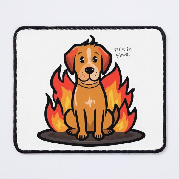 Item preview, This Is Fine Dog Burning Room Funny Chaos Sticker designed and sold by NeonNerd Studio.