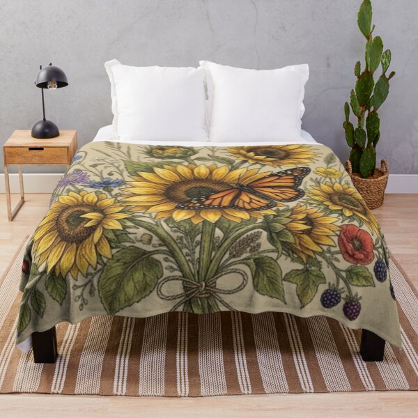 Item preview, Sunflower Bouquet with Monarch Butterfly designed and sold by UkieSun.
