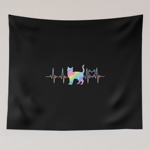 Item preview, Rainbow Heartbeat Cat Lover Feline Silhouette designed and sold by PopStars1993.