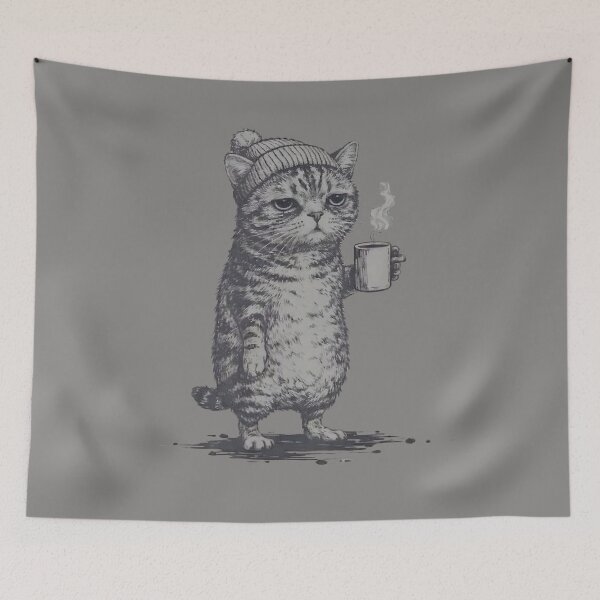 Item preview, Grumpy Coffee Cat Morning Mood Funny Animal Graphic Design designed and sold by JerdbordinShop.