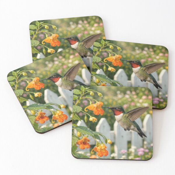 Item preview, Hummingbird on a Touch-Me-Not Flower designed and sold by Maria Dryfhout.