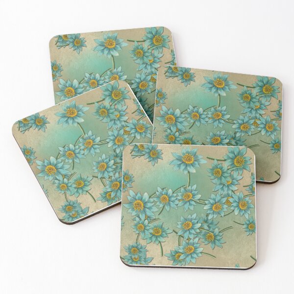 Item preview, Teal Vintage Lotus Floral Pattern – Moody Botanical Art designed and sold by Artsy Corner.