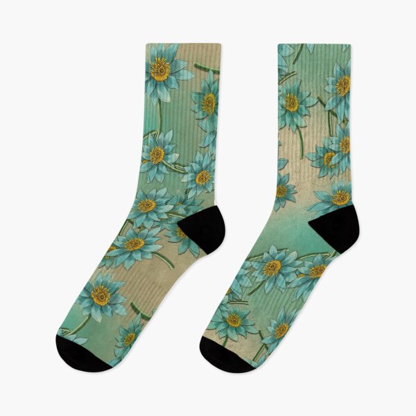 Item preview, Teal Vintage Lotus Floral Pattern – Moody Botanical Art designed and sold by Artsy Corner.