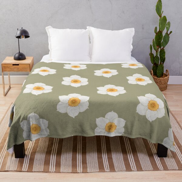 Item preview, White & Gold Narcissus – Delicate Spring Bloom designed and sold by Grin Katalina Floral Patterns & Cozy Art.