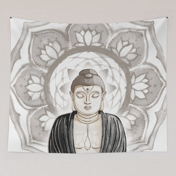 Item preview, Buddha Padma Watercolor - Fawn Earth Coal - Earth Halo designed and sold by Irene Estelle.