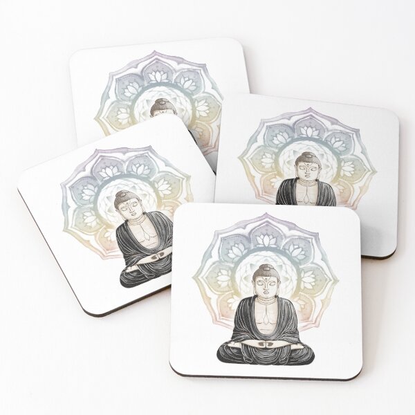Item preview, Buddha Padma Watercolor - Fawn Earth Coal - Rainbow Sunset Halo designed and sold by Irene Estelle.