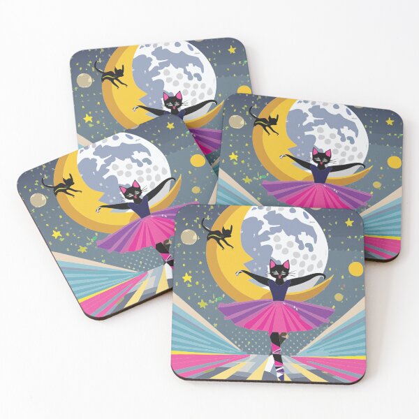 Item preview, Prima Ballerina Cosmic Cat Ballerina Dancing Moon Night designed and sold by VISO-art.