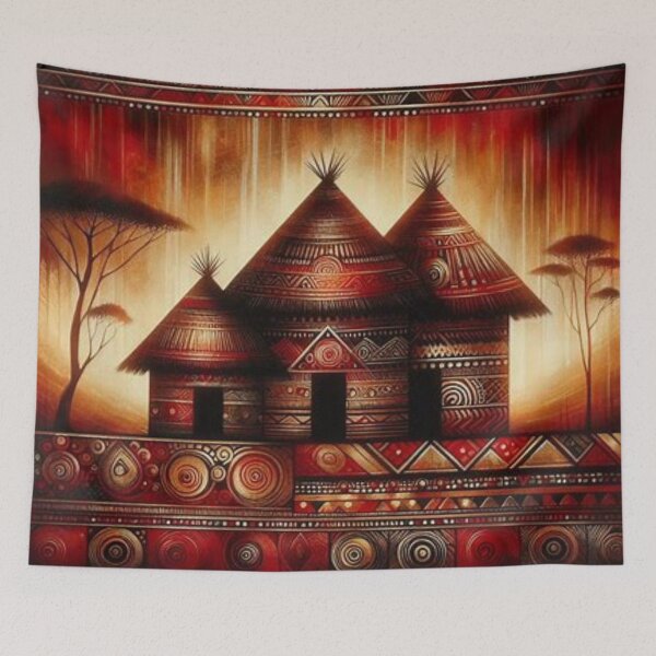 Item preview, Huts, Tribal Art Style  designed and sold by Shs-Kenya.