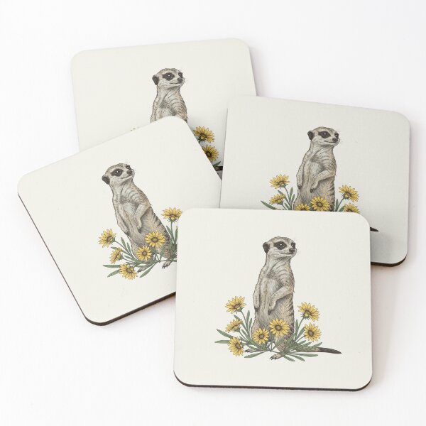 Item preview, Vintage Meerkat and Yellow Daisy Botanical Art designed and sold by BirdsnStuff.