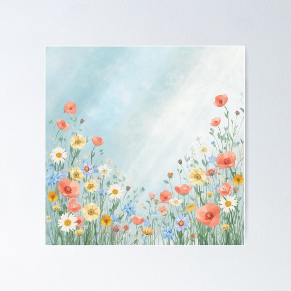 Item preview, Spring Wildflower Meadow Floral Art Print designed and sold by ArtDesignRemix.