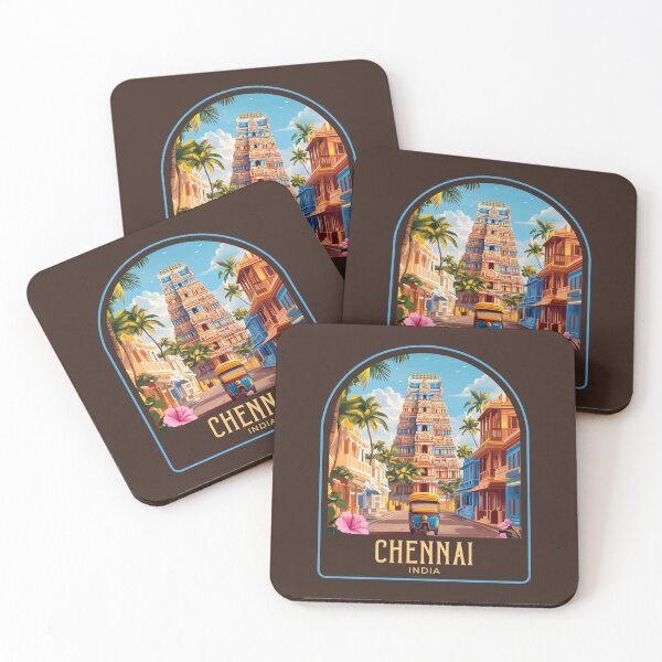 Item preview, Chennai Vintage Travel Illustration designed and sold by HomeLivingCo.
