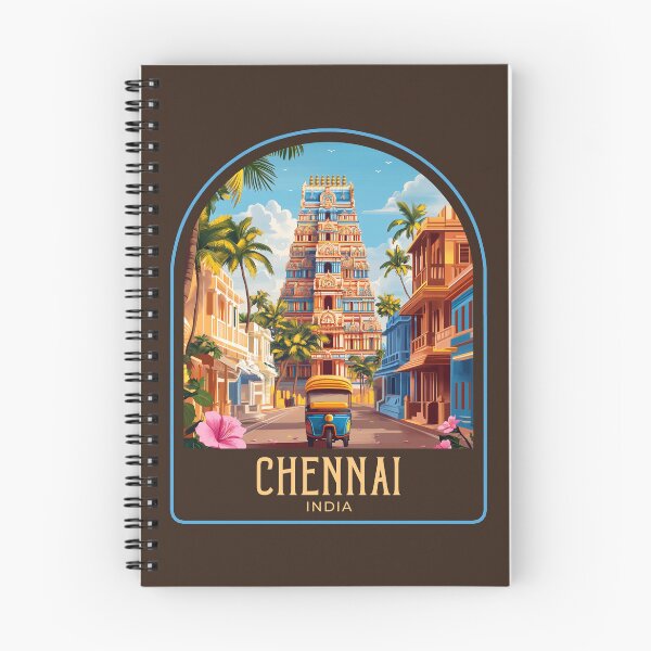 Item preview, Chennai Vintage Travel Illustration designed and sold by HomeLivingCo.