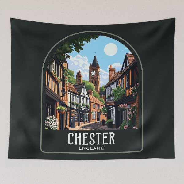 Item preview, Chester Vintage Travel Illustration designed and sold by HomeLivingCo.