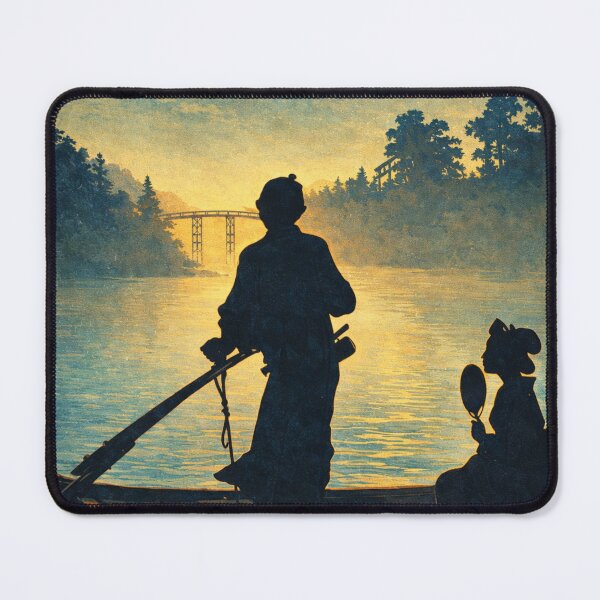 Item preview, Japanese Moonlight Art Nouveau Boat Scene for Vintage Art Lovers designed and sold by RickE.