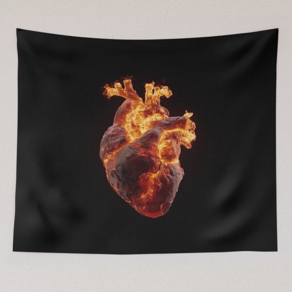 Item preview, Burning Heart – Emotional Fire Heart Illustration Symbolizing Pain, Strength and Life Struggles designed and sold by WordPlayStudio.