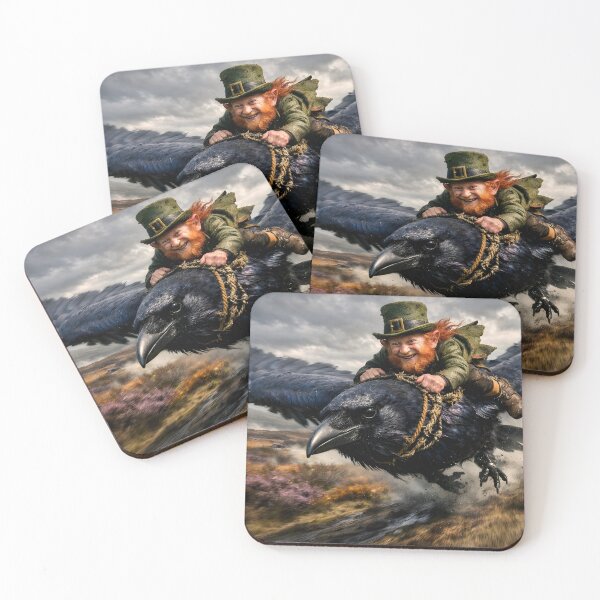 Item preview, Saint Patrick's Day-Laughing Leprechaun Riding Raven designed and sold by ACuriousshoppe.