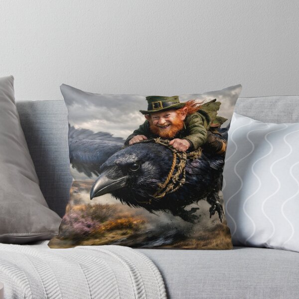 Item preview, Saint Patrick's Day-Laughing Leprechaun Riding Raven designed and sold by ACuriousshoppe.