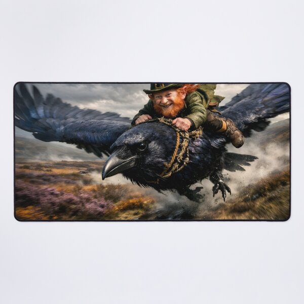 Item preview, Saint Patrick's Day-Laughing Leprechaun Riding Raven designed and sold by ACuriousshoppe.