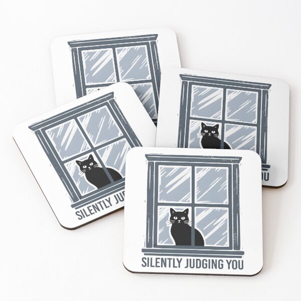 Item preview, Silently Judging You Funny Black Cat Window designed and sold by TshirtsOnline-.