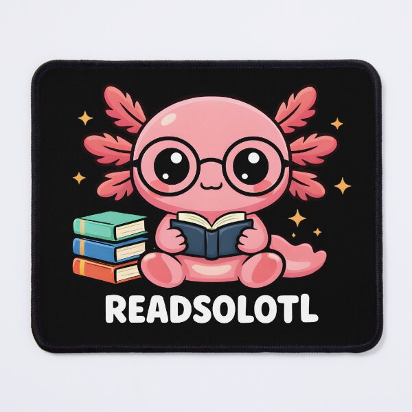 Item preview, Readsolotl Cute Axolotl Reading Book designed and sold by LunaMagicStudio.