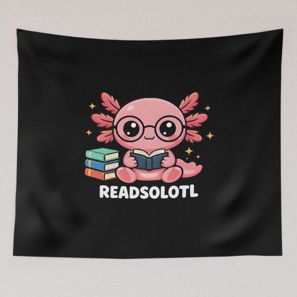 Item preview, Readsolotl Cute Axolotl Reading Book designed and sold by LunaMagicStudio.