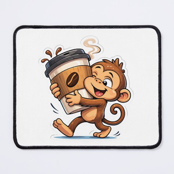 Item preview, Cute Coffee Monkey Funny Coffee Lover Cartoon designed and sold by ZYNORAworld.