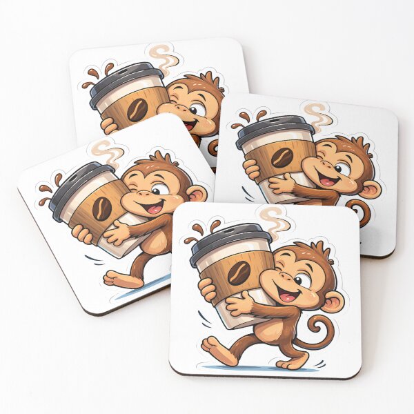 Item preview, Cute Coffee Monkey Funny Coffee Lover Cartoon designed and sold by ZYNORAworld.