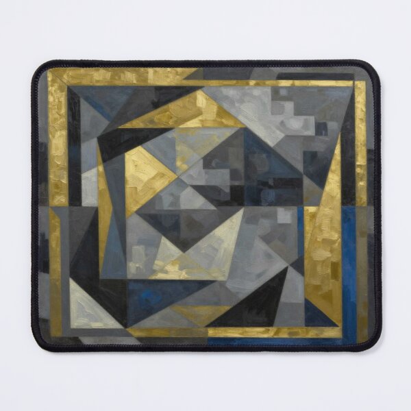 Item preview, Geometric Fusion Art – Abstract Shapes in Gold, Blue & Black designed and sold by FotoworldEdel.