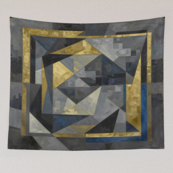 Artikelvorschau, Geometric Fusion Art – Abstract Shapes in Gold, Blue & Black entworfen und verkauft von FotoworldEdel.