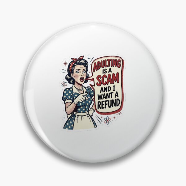 Item preview, Adulting Is a Scam | Retro 1950s Housewife Funny Sticker designed and sold by DmaarGroup.