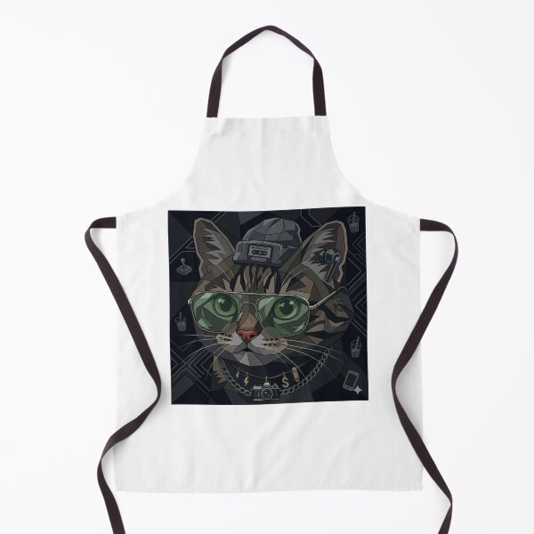 Item preview, Retro Kitty - Low Poly Streetwear Tabby Cat with Aviators, Chain & Cassette Beanie designed and sold by Sixième Studio.
