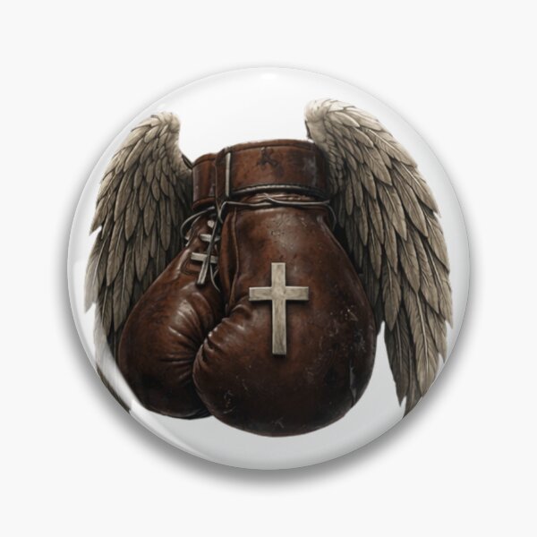 Item preview, Vintage Brown Boxing Gloves With Wings Faith Fighter Design designed and sold by bloomandbeads.eu.