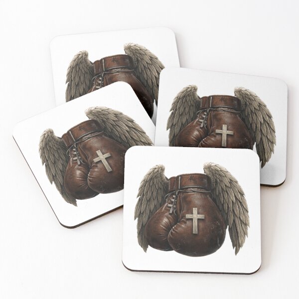 Item preview, Vintage Brown Boxing Gloves With Wings Faith Fighter Design designed and sold by bloomandbeads.eu.