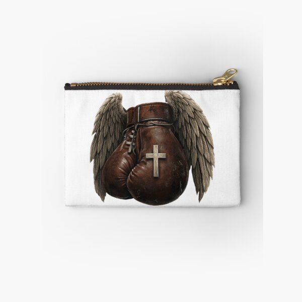 Item preview, Vintage Brown Boxing Gloves With Wings Faith Fighter Design designed and sold by bloomandbeads.eu.