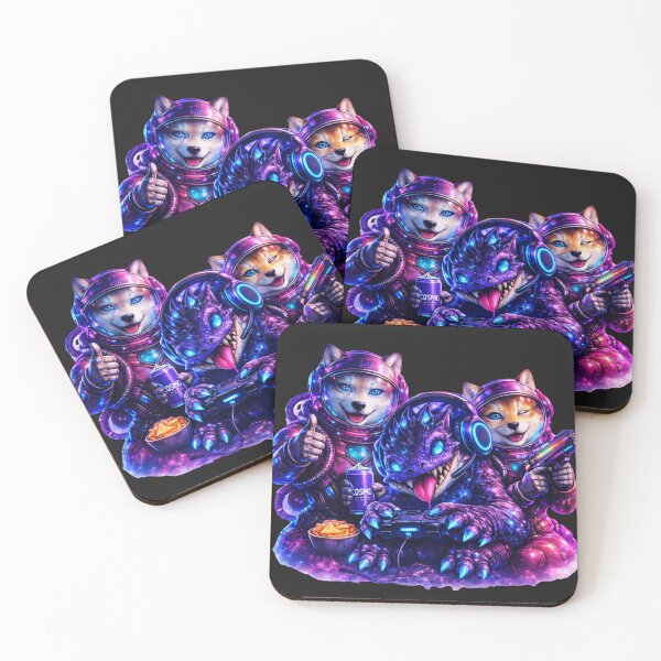 Item preview, Cute Neon Astronauts with Cosmic Monster designed and sold by Nika Art Studio.