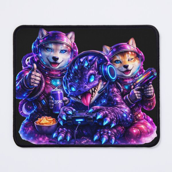 Item preview, Cute Neon Astronauts with Cosmic Monster designed and sold by Nika Art Studio.