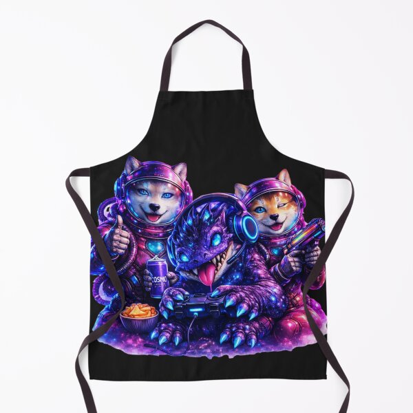 Item preview, Cute Neon Astronauts with Cosmic Monster designed and sold by Nika Art Studio.