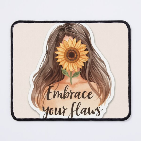 Item preview, Embrace Your Flaws – Aesthetic Girl with Sunflower Sticker ? designed and sold by piyu123456.