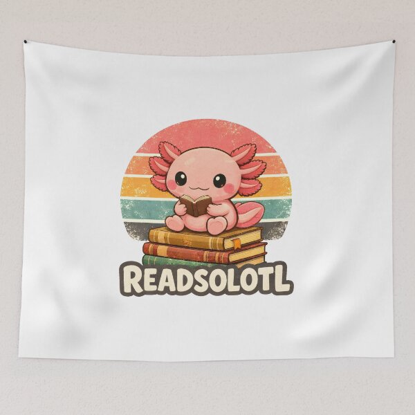 Item preview, Readsolotl Cute Axolotl Reading Book designed and sold by LunaMagicStudio.