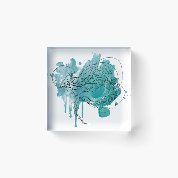 Item preview, Turquoise swimming Jellyfish Artwork designed and sold by Moana Matron Designs.