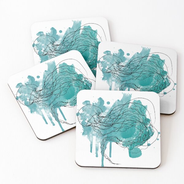Item preview, Turquoise swimming Jellyfish Artwork designed and sold by Moana Matron Designs.