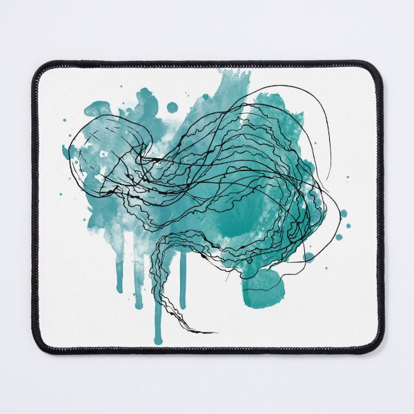 Item preview, Turquoise swimming Jellyfish Artwork designed and sold by Moana Matron Designs.