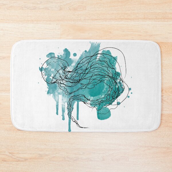 Item preview, Turquoise swimming Jellyfish Artwork designed and sold by Moana Matron Designs.