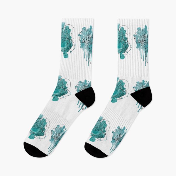 Item preview, Turquoise swimming Jellyfish Artwork designed and sold by Moana Matron Designs.