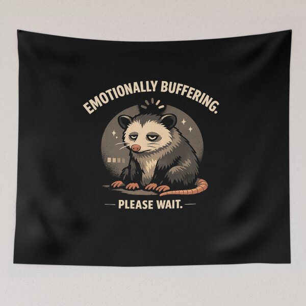 Item preview, Emotionally Buffering Please Wait Opossum Funny Retro T-Shirt Design designed and sold by Teenomix.