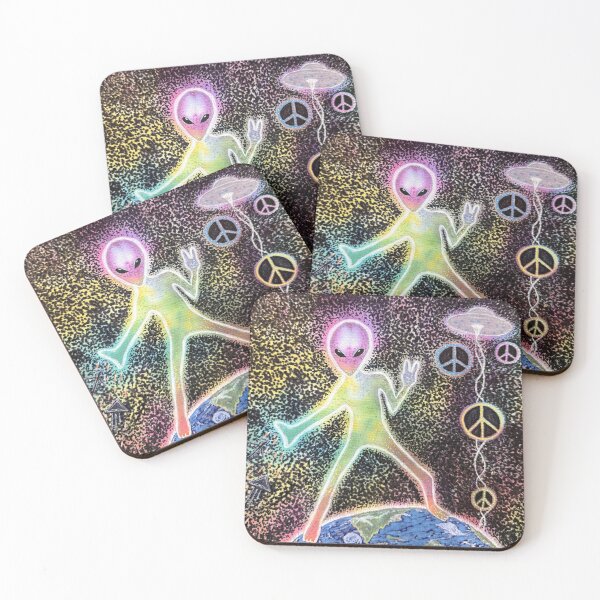 Item preview, Alien UFO Increase the Peace Art designed and sold by AtmosphericCT.